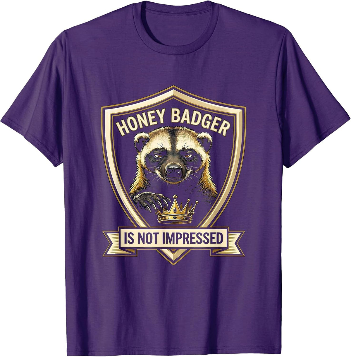 Honey Badger Is Not Impressed Funny Animal Lover Meme Humor T-Shirt, Men, Purple, Medium - As Pictured