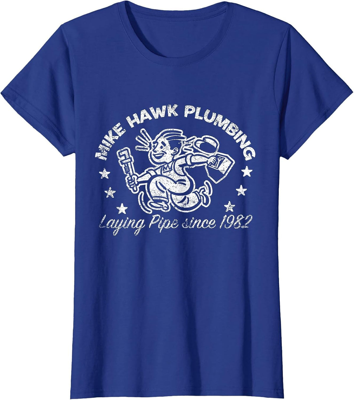 Mike Hawk Plumbing Laying Pipe T-Shirt Funny Adult Humor T-Shirt - Royal Blue