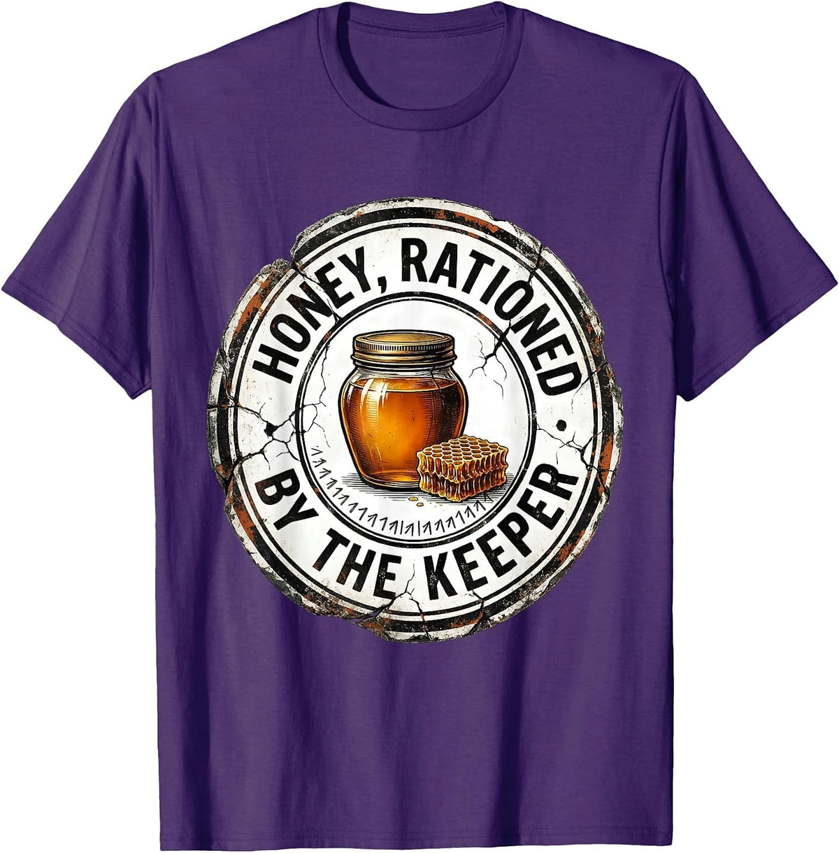 Men's Honey Rationed By The Keeper Funny Beekeeper Beekeeping T-Shirt - Purple