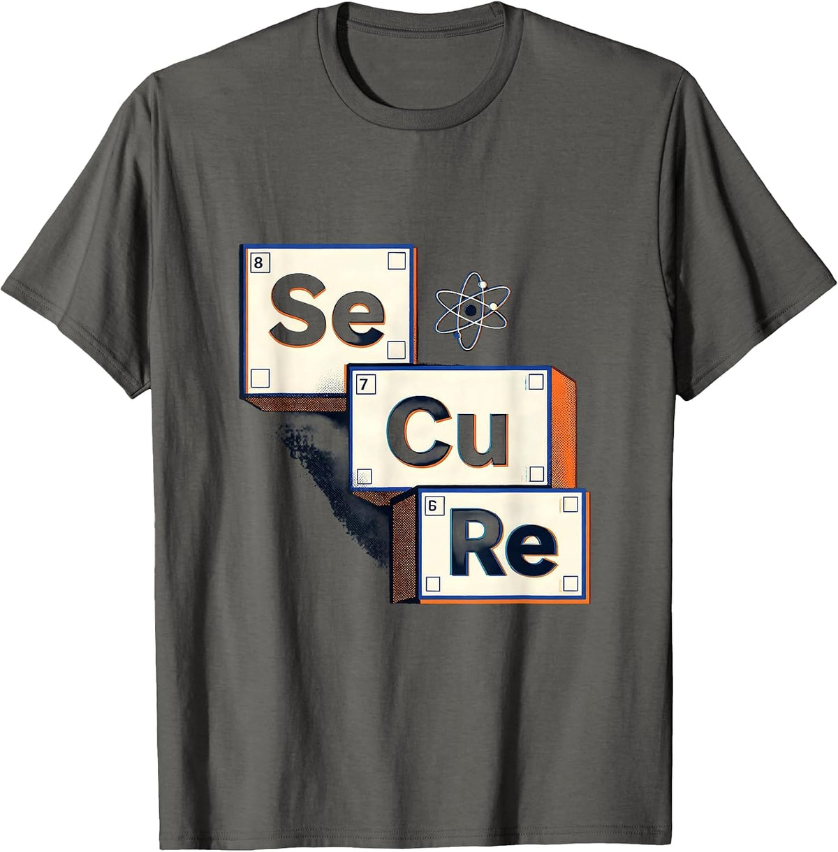 Men's SeCuRe Funny Chemistry Periodic Table Wordplay Science T-Shirt - Asphalt Grey