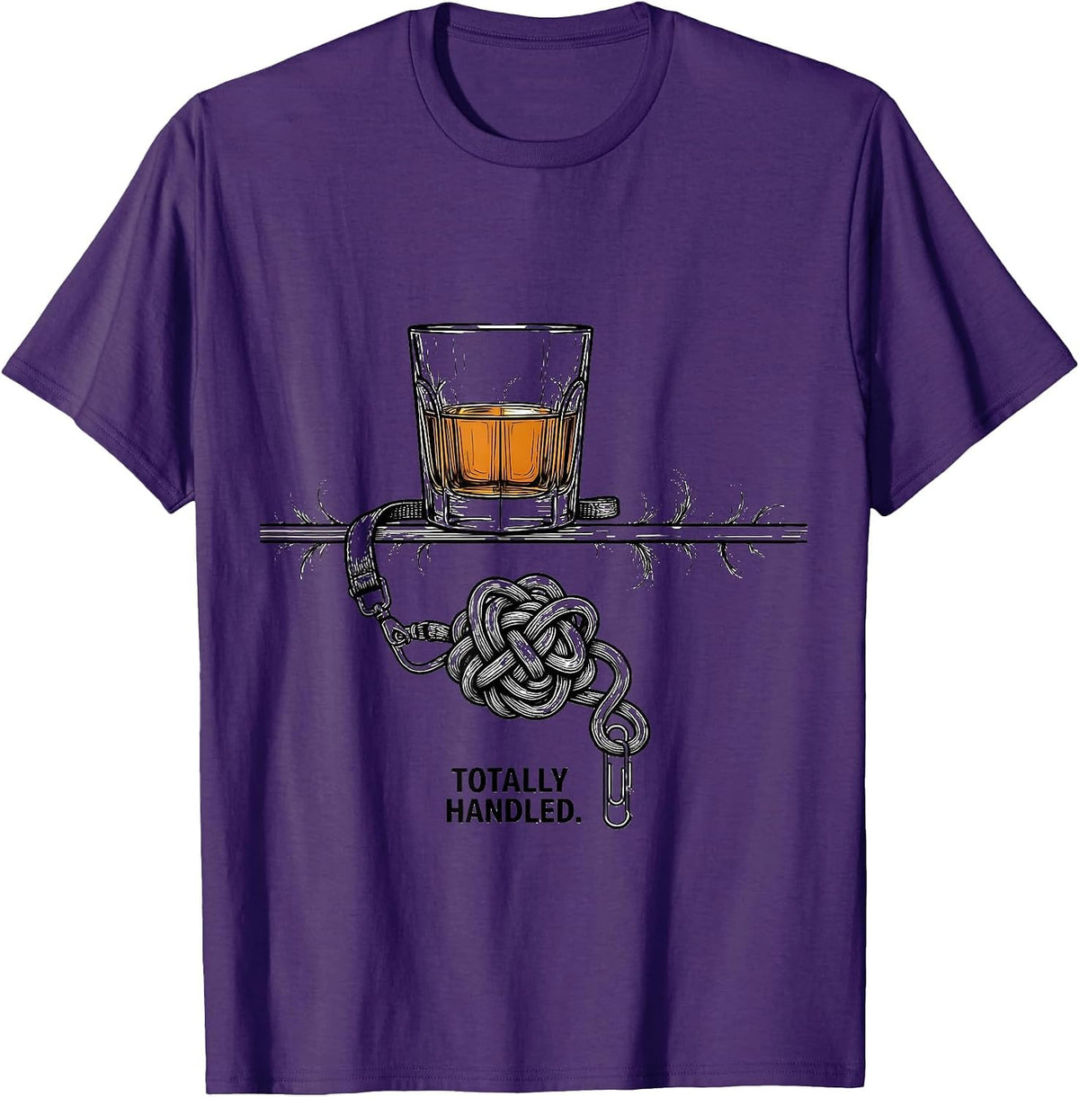 Totally Handled Funny Dog Owner Coffee Bourbon Lover Humor T-Shirt - Purple