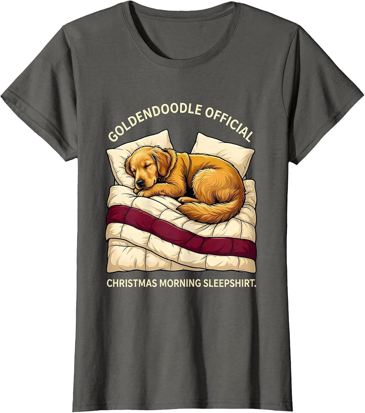 Women's Goldendoodle Official Christmas Morning Sleepshirt Dog Lover T-Shirt - Asphalt Grey