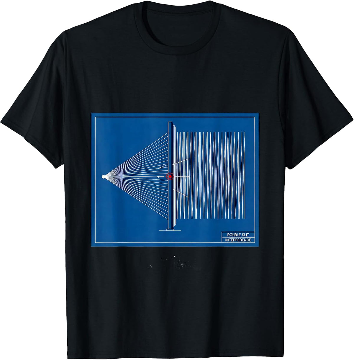 Men's Double Slit Interference Technical Blueprint Quantum Physics T-Shirt - Black
