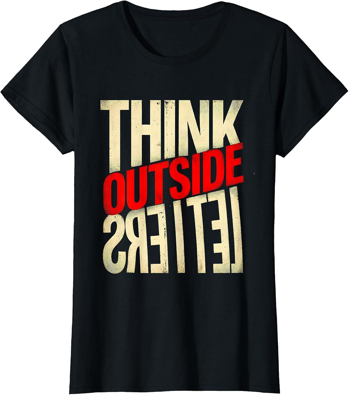 Women's Think Outside the Letters Dyslexia Awareness Design T-Shirt - Black