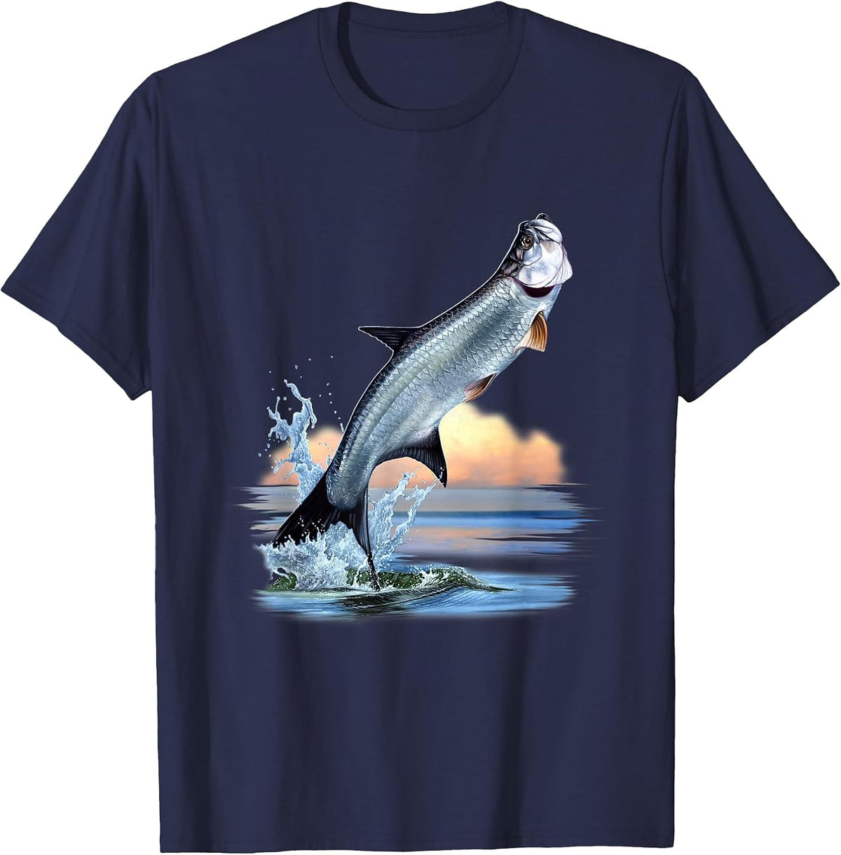 Tarpon Fish Fresh Water Wildlife Hunting Fishing Apparel T-Shirt - Navy Blue