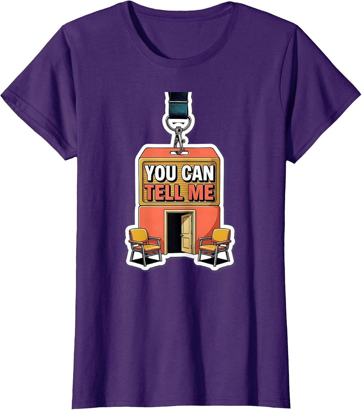 Women's You Can Tell Me Groovy Retro School Counselor Appreciation T-Shirt - Purple