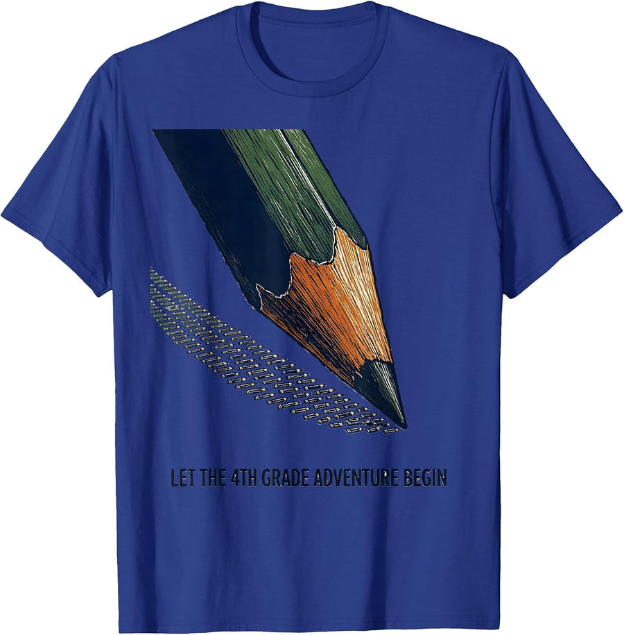 Let The 4th Grade Adventure Begin Fourth Grade Teacher Kids T-Shirt - Royal Blue