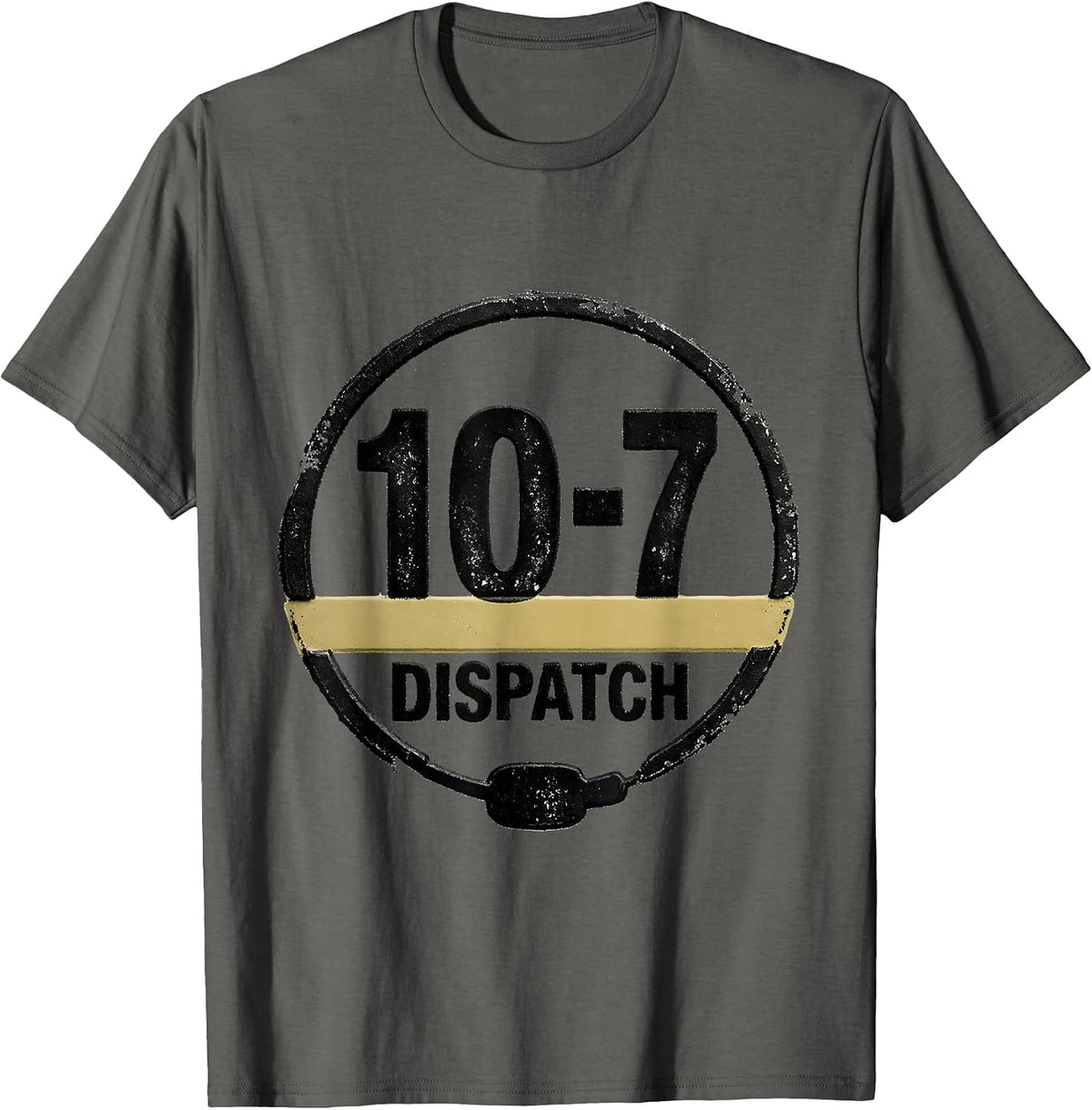10-7 Dispatch Rubber Stamp 911 Dispatcher Tribute T-Shirt - Asphalt Grey