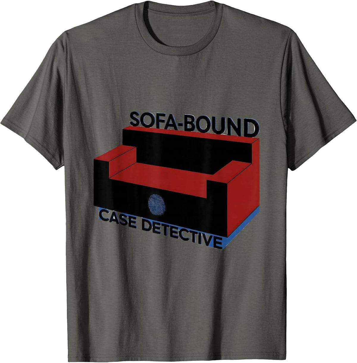 Sofa-Bound Case Detective Bauhaus Modernist True Crime Fan T-Shirt - Asphalt Grey