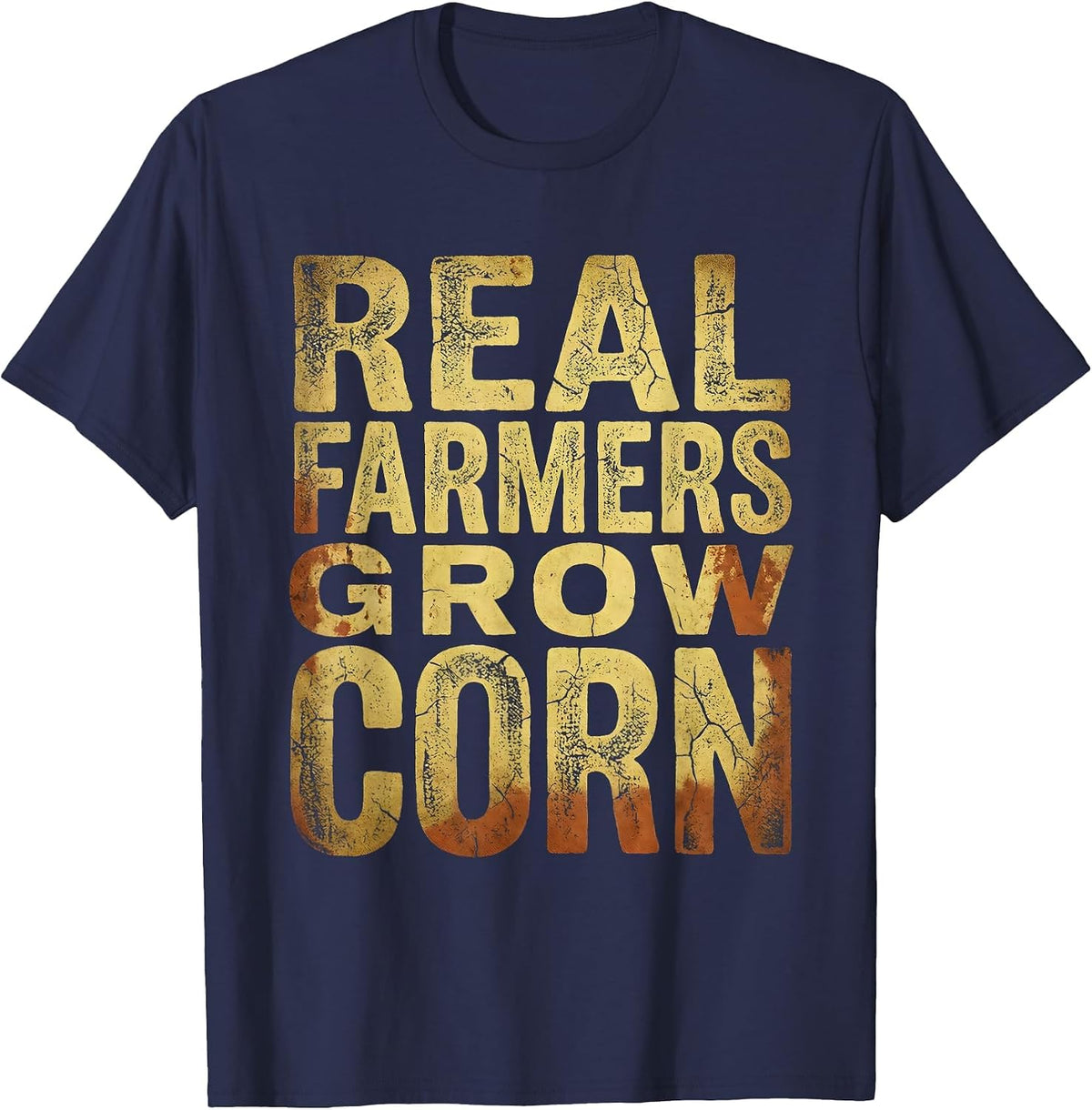 Men's Real Farmers Grow Corn Agriculture Design T-Shirt - Navy Blue