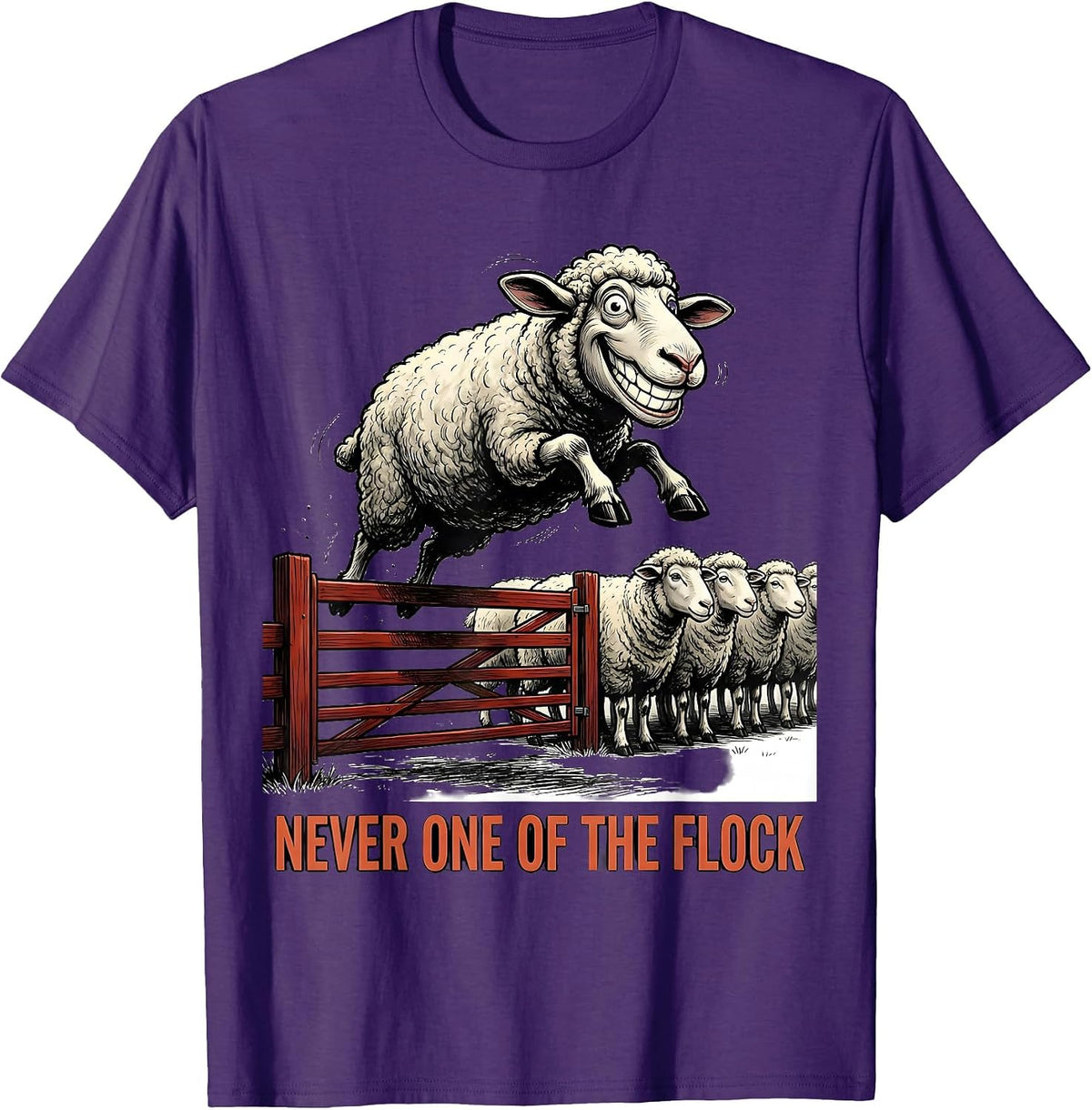 Never One Of The Flock Funny Goat Humor Farm Animal Lover T-Shirt - Purple