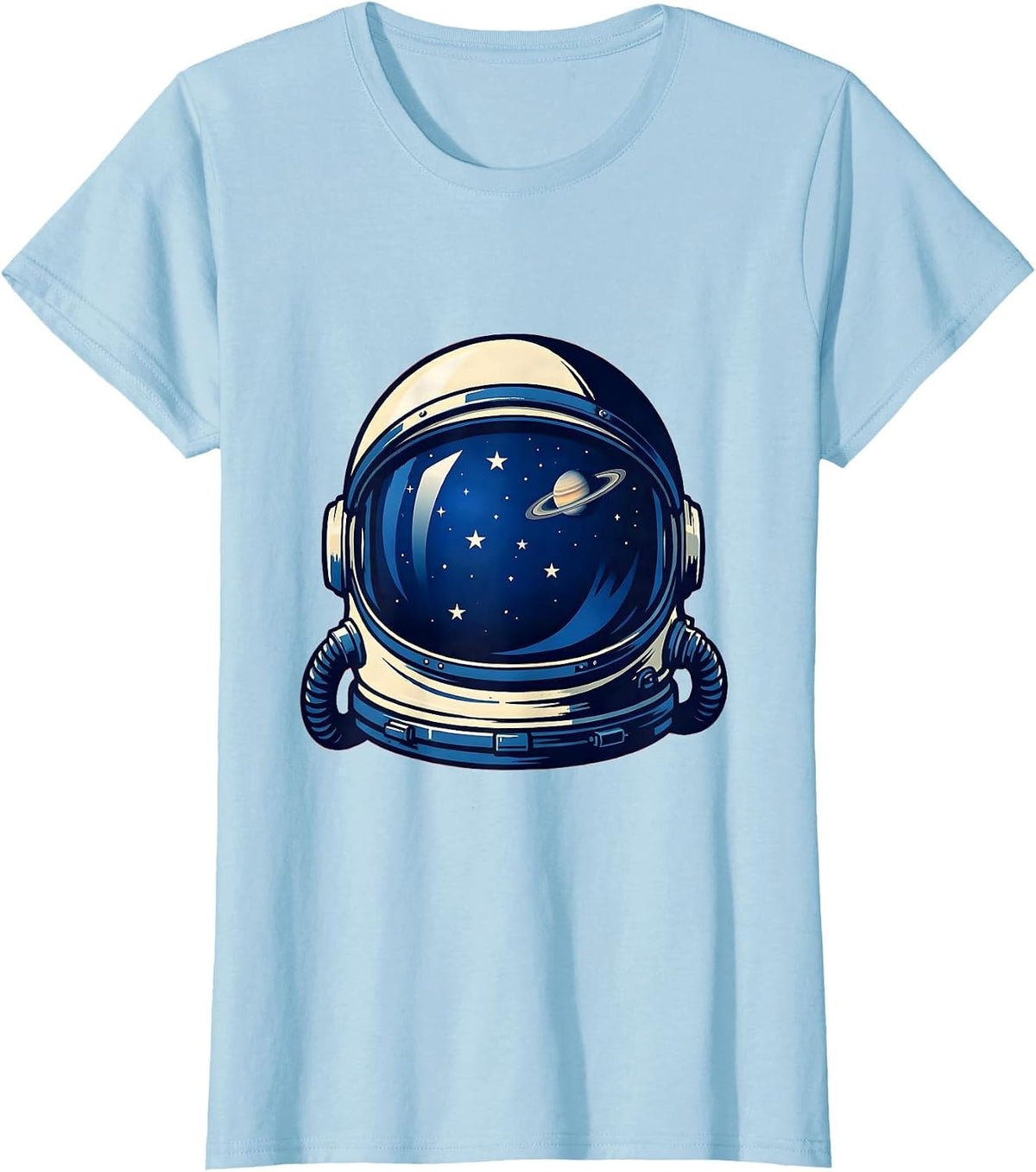 Retro Space Helmet Stars Vintage Cosmos Design T-Shirt - Baby Blue