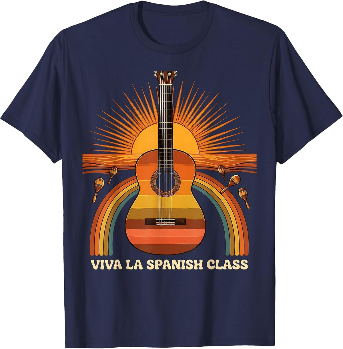 Viva la Spanish Class Teacher Design T-Shirt - Navy Blue