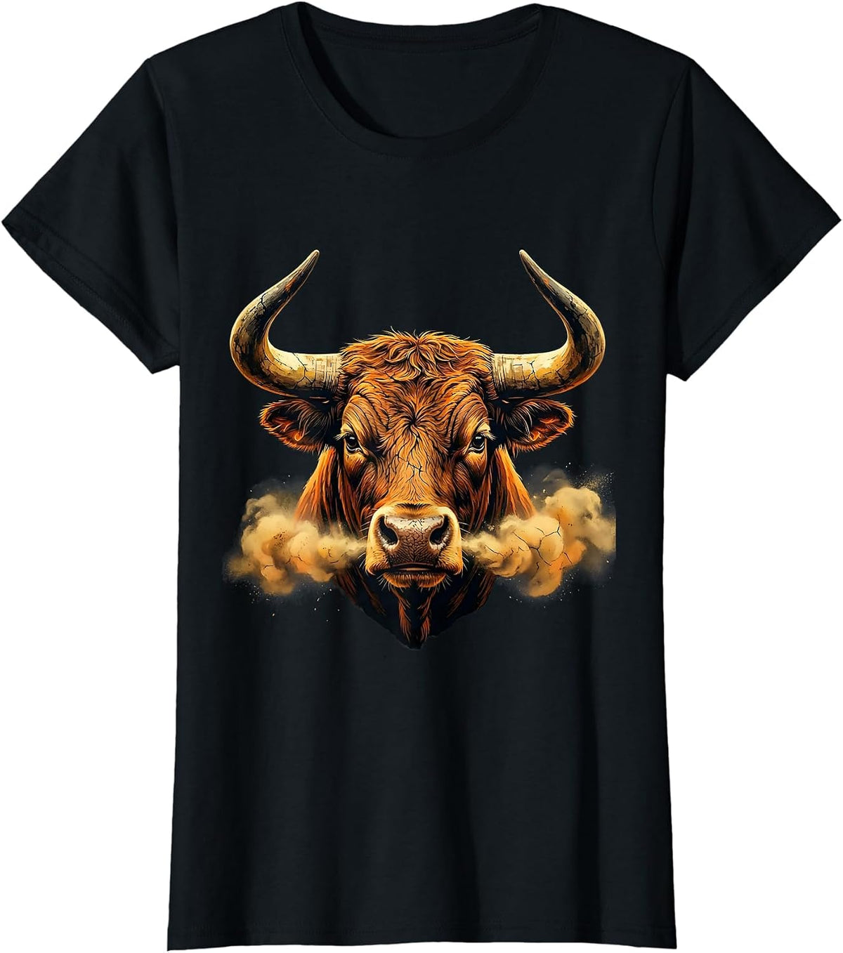 Angry Bull Snorting Dust Rodeo Graphic T-Shirt - Black