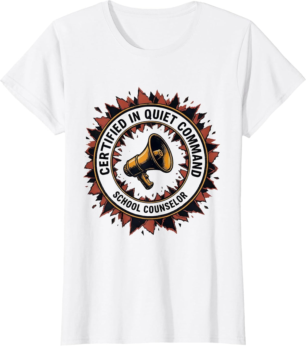 Certified In Quiet Command — School Counselor Funny T-Shirt - White