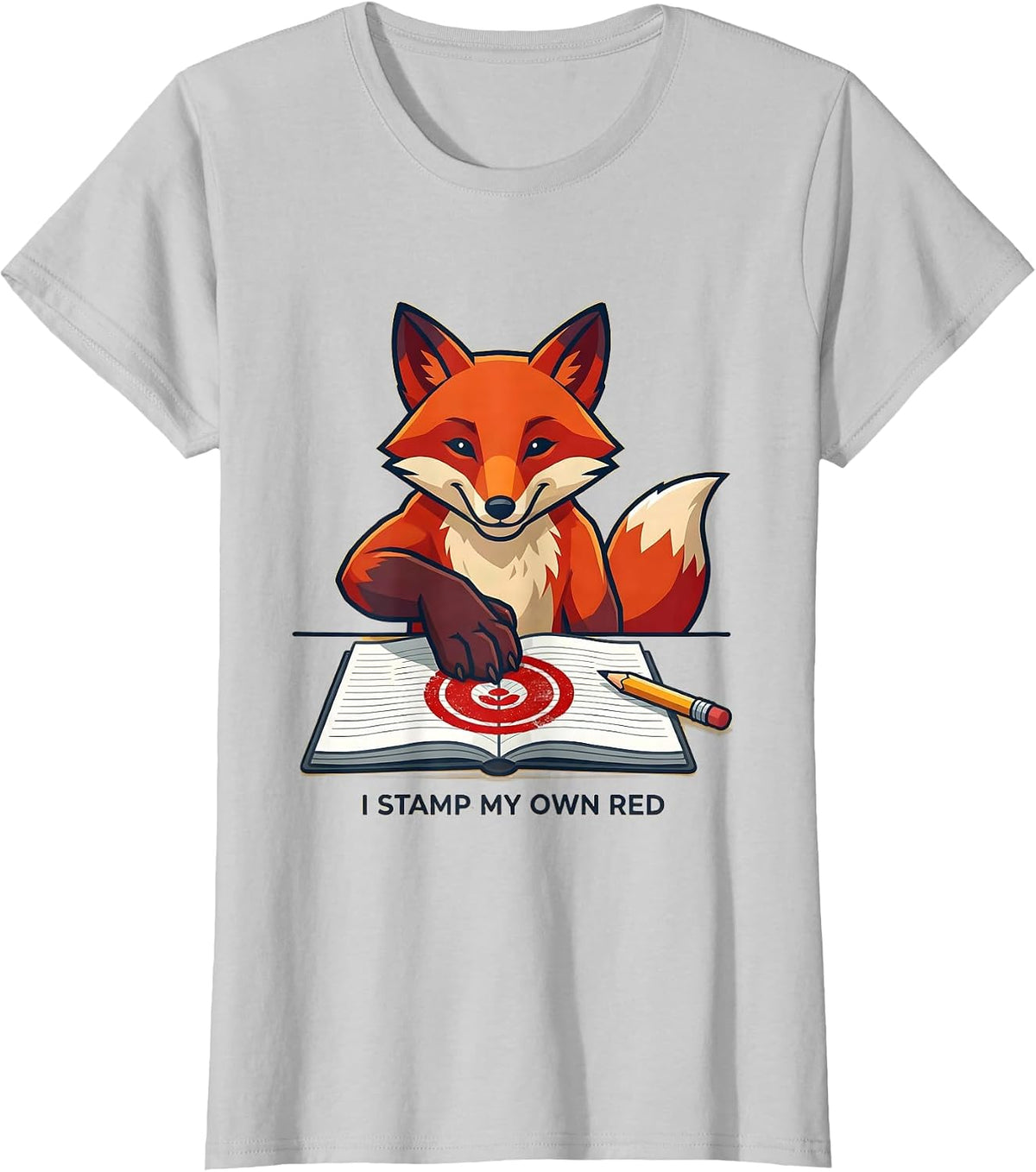 Women's I Stamp My Own Red Dyslexia Awareness Month Neurodiversity T-Shirt - Silver Grey