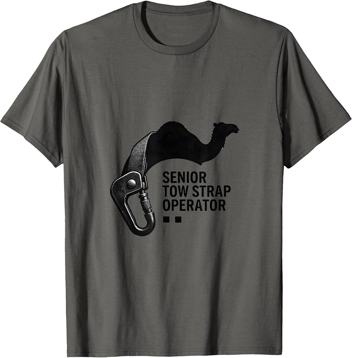 Men's Senior Tow Strap Operator Funny Tow Truck Raunchy Humor T-Shirt - Asphalt Grey