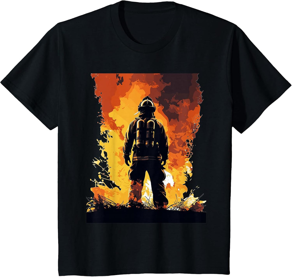 Firefighter Wall of Fire - Firefighter & Fireman T-Shirt - Black