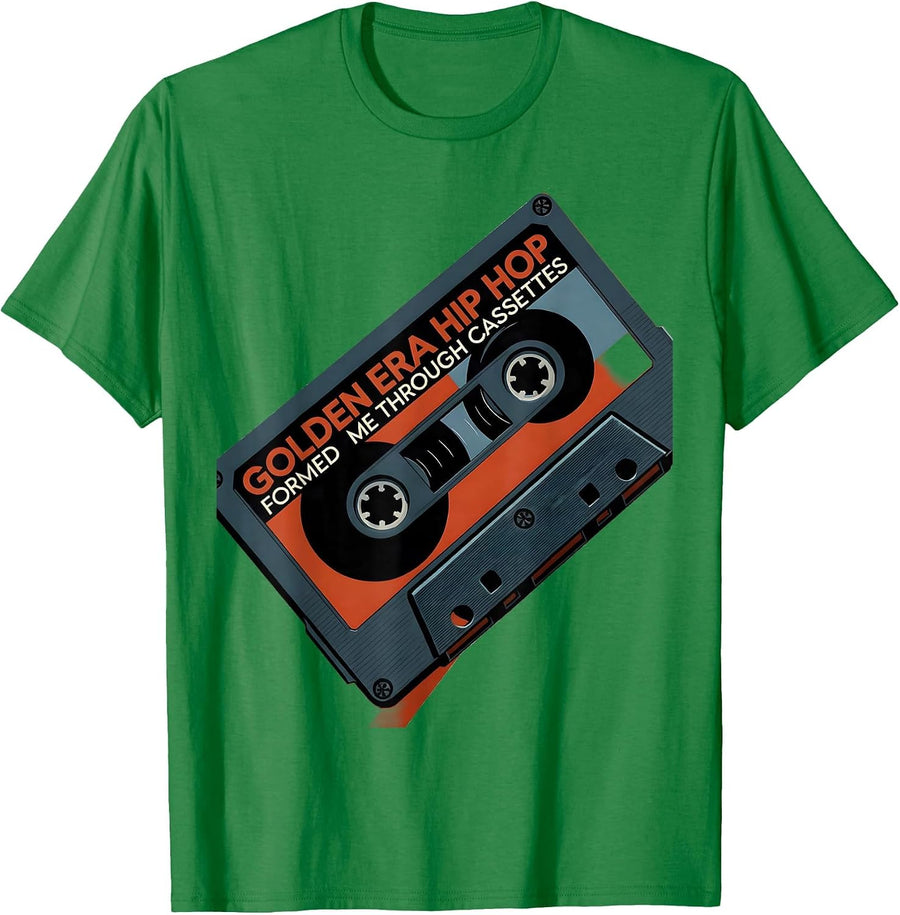 Men's Golden Era Hip Hop Formed Me Through Cassettes Retro T-Shirt - Kelly Green