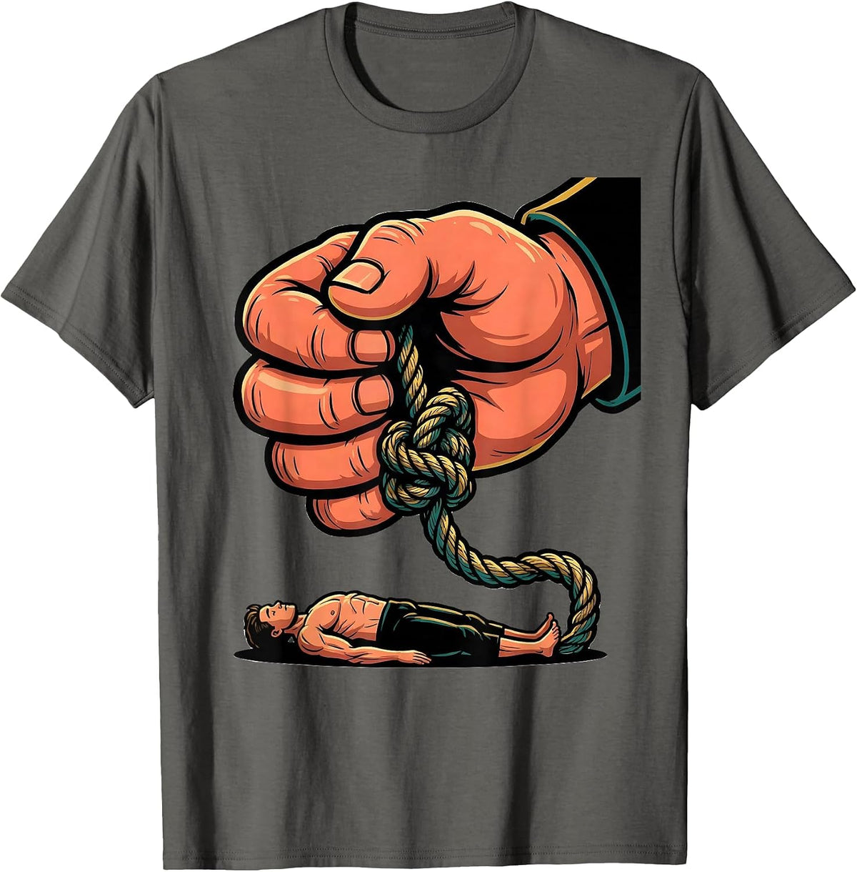 Exaggerated Practitioner Hand Untying Knot Massage Therapist T-Shirt - Asphalt Grey