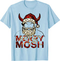 Men's Merry Mosh Stained Glass Heavy Metal Santa Parody Christmas T-Shirt - Baby Blue