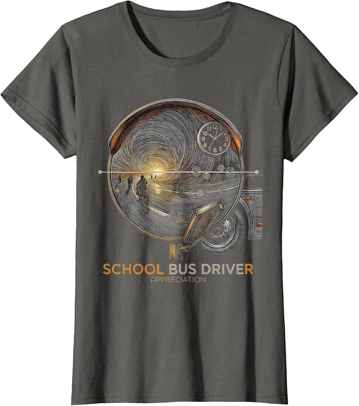 Women's School Bus Driver Appreciation Gift Back To School T-Shirt - Asphalt Grey