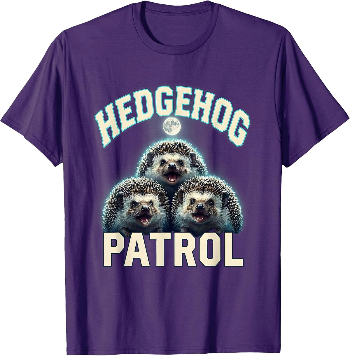 Men's Hedgehog Patrol Sports Funny Absurd Meme Humor T-Shirt - Purple