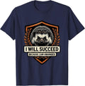 I Will Succeed Because I Am Unhinged Funny Hedgehog Linocut T-Shirt - Navy Blue