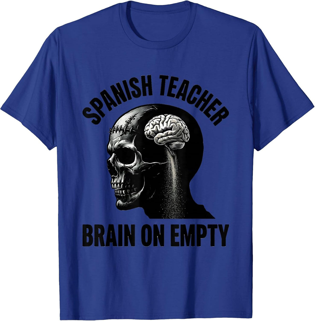 Men's Spanish Teacher Brain On Empty Funny Zombie Teacher T-Shirt - Royal Blue