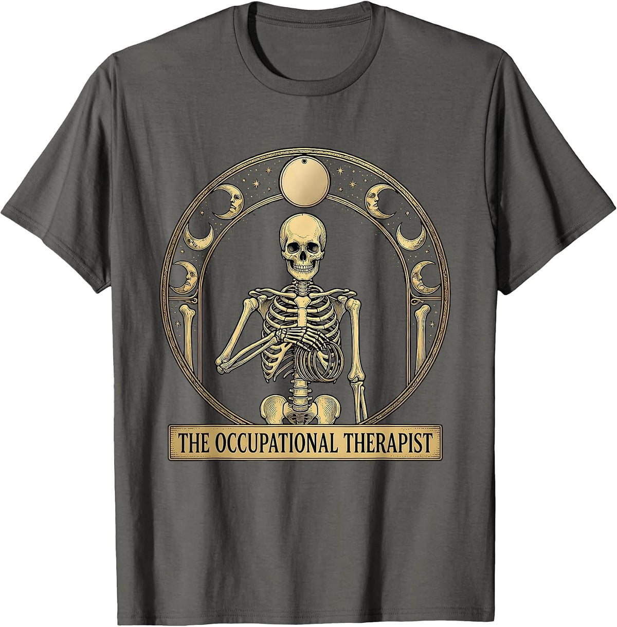 The Occupational Therapist Mystic Tarot Skeleton Halloween T-Shirt - Asphalt Grey