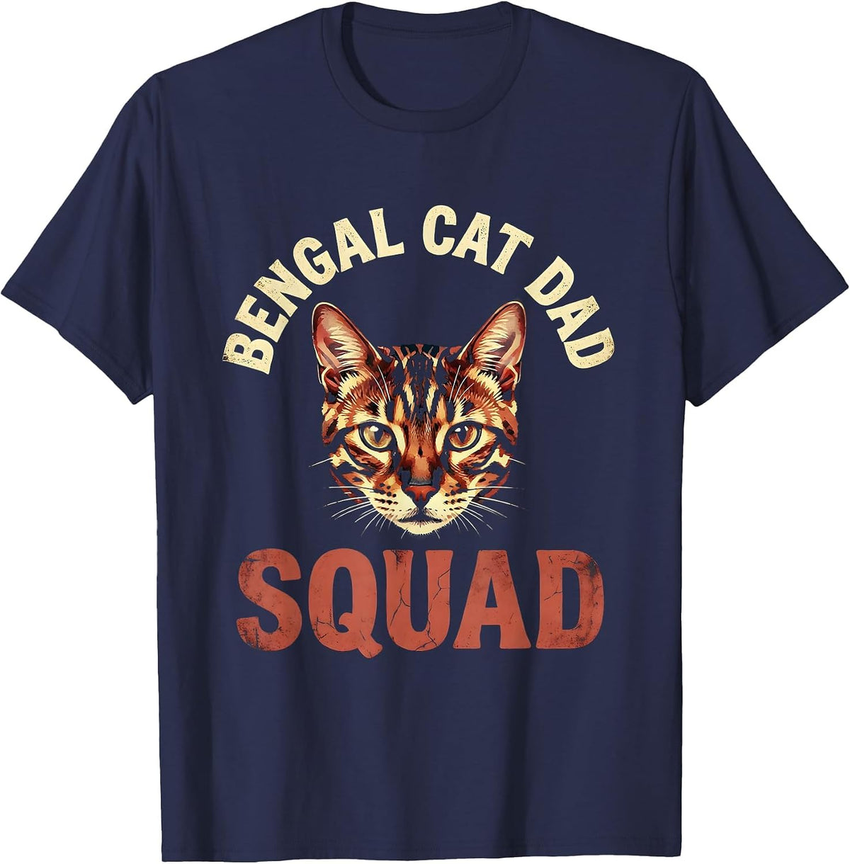 Bengal Cat Dad Squad Feline Lover Design T-Shirt - Navy Blue