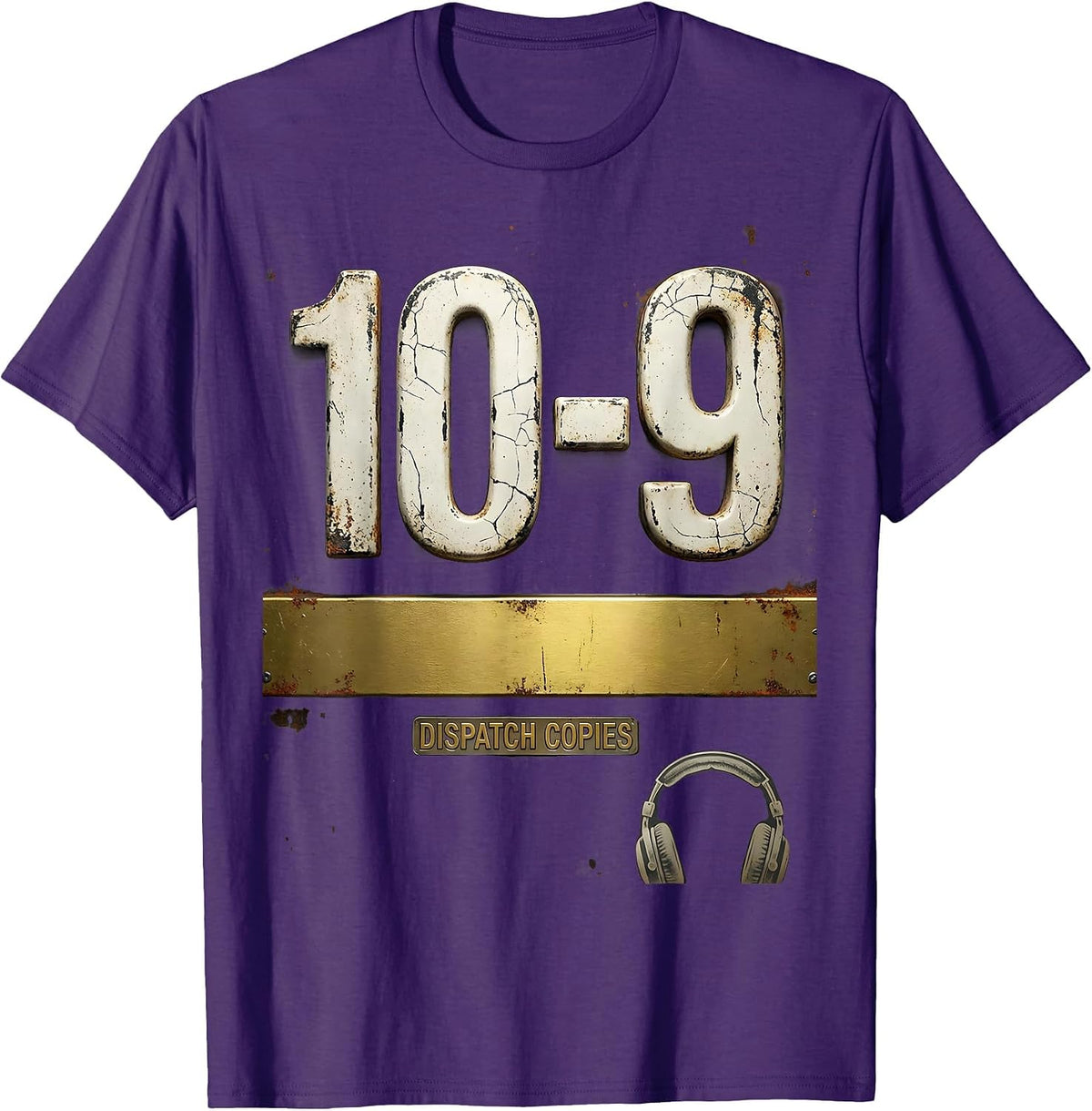 10-9 Dispatch Copies Distressed 911 Dispatcher Tribute T-Shirt - Purple