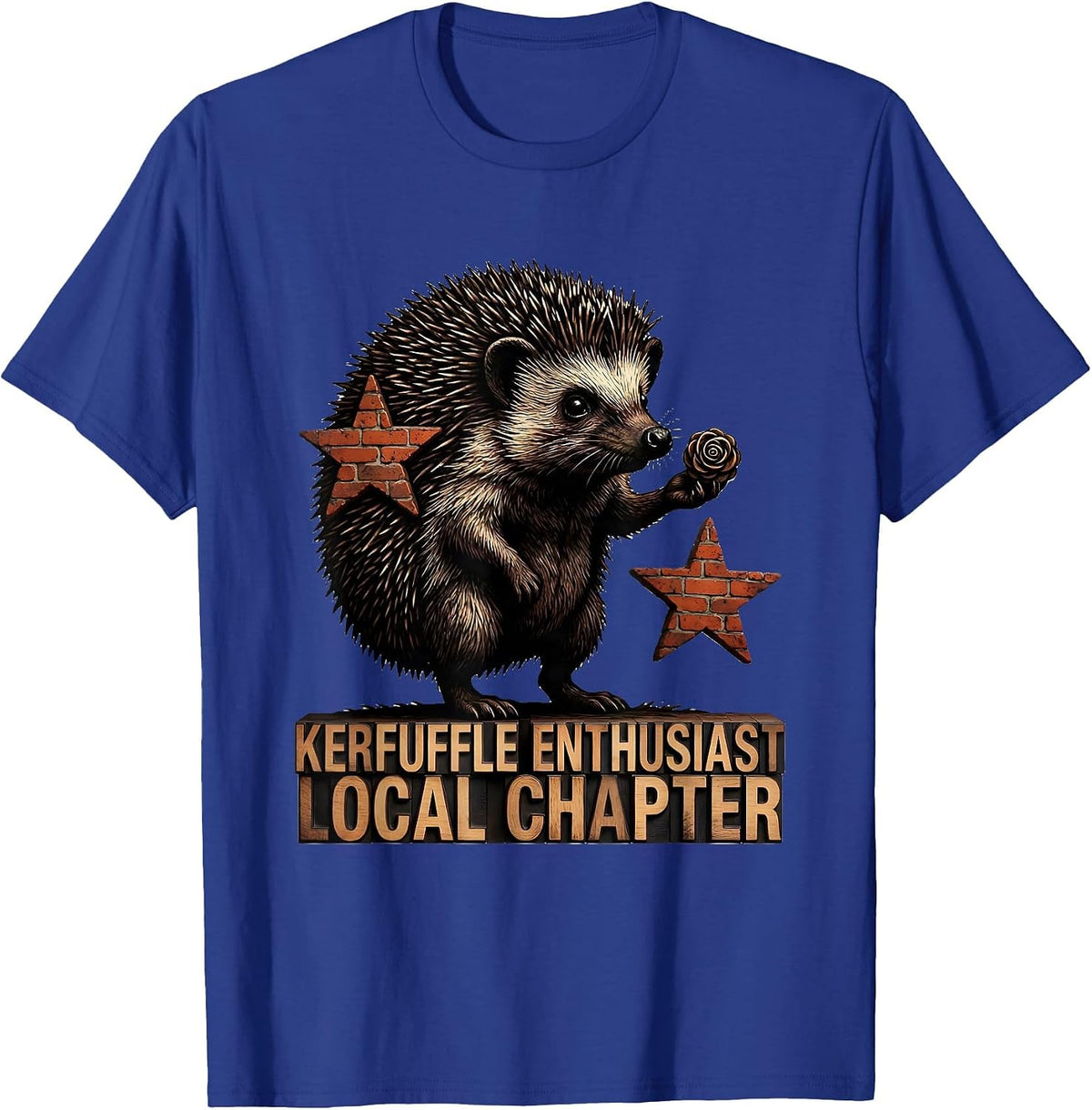 Men's Kerfuffle Enthusiast Local Chapter Whimsical Hedgehog Meme T-Shirt - Royal Blue