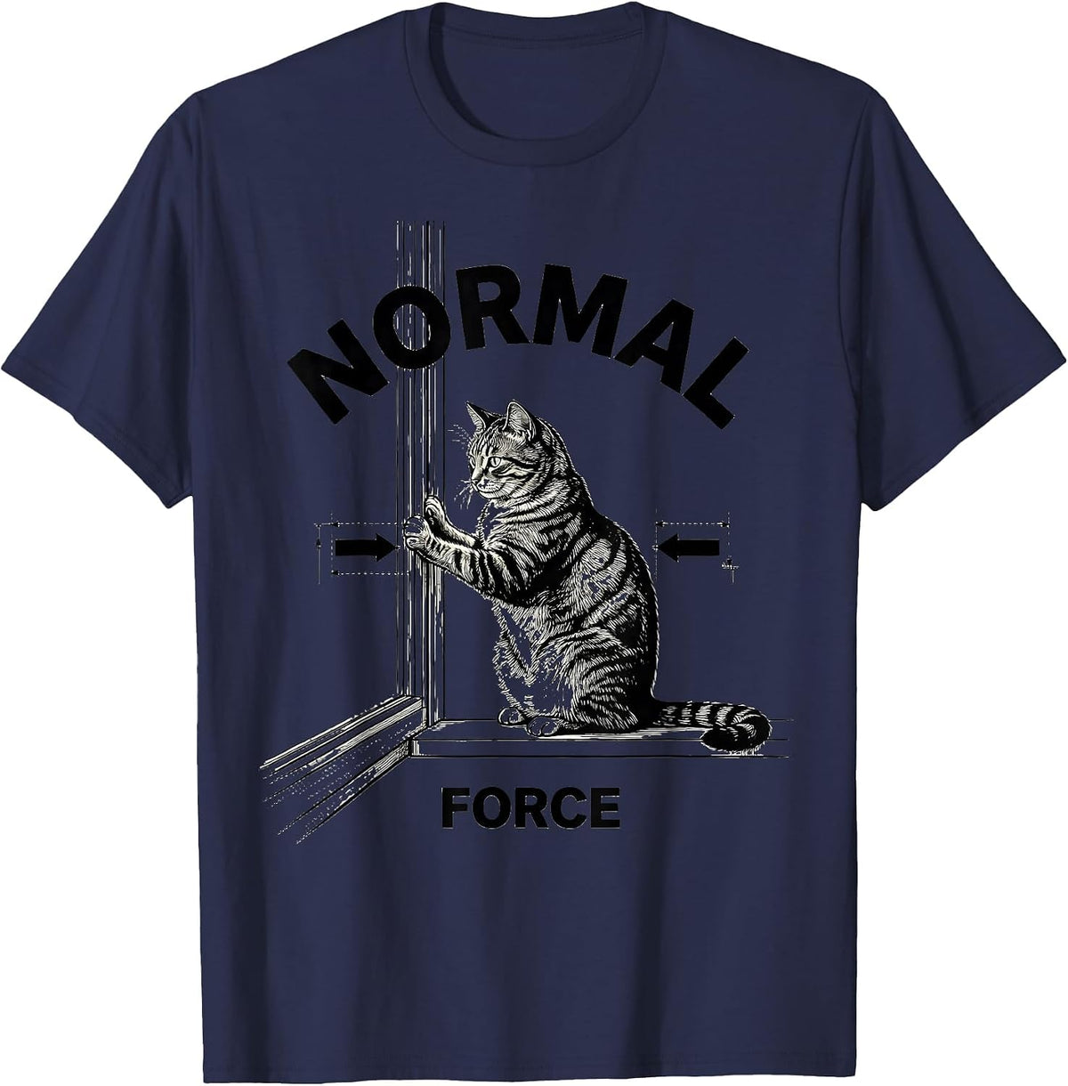 Normal Force Funny Cat Physics Science Teacher Gift T-Shirt - Navy Blue