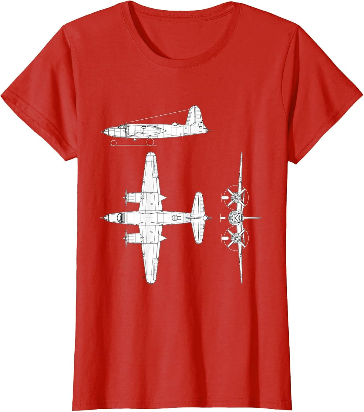 Martin B-26 Marauder WW2 Bomber Airplane Blueprint T-Shirt - Red