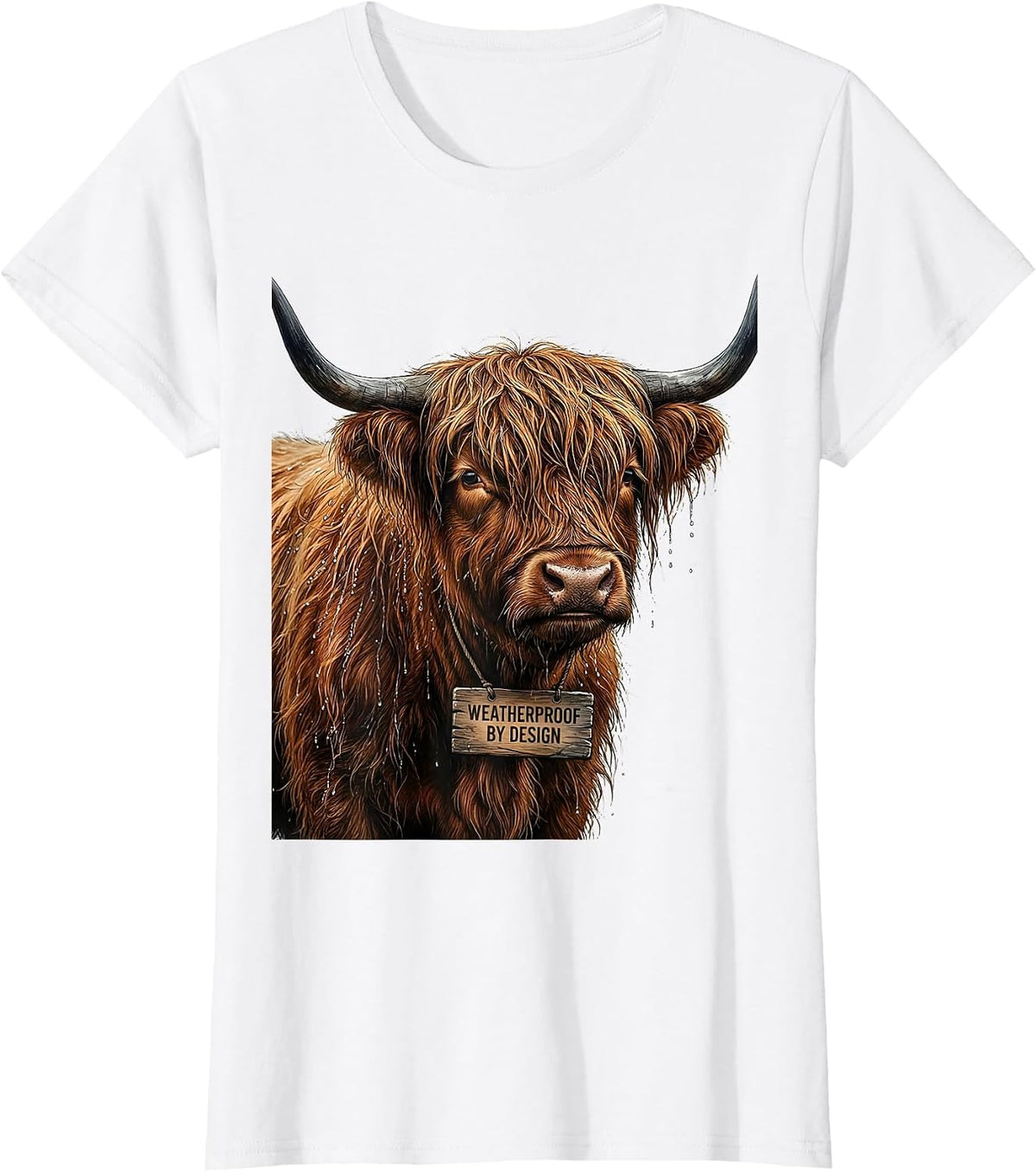 Women's Weatherproof By Design Cute Highland Cow Scottish Humor T-Shirt - White