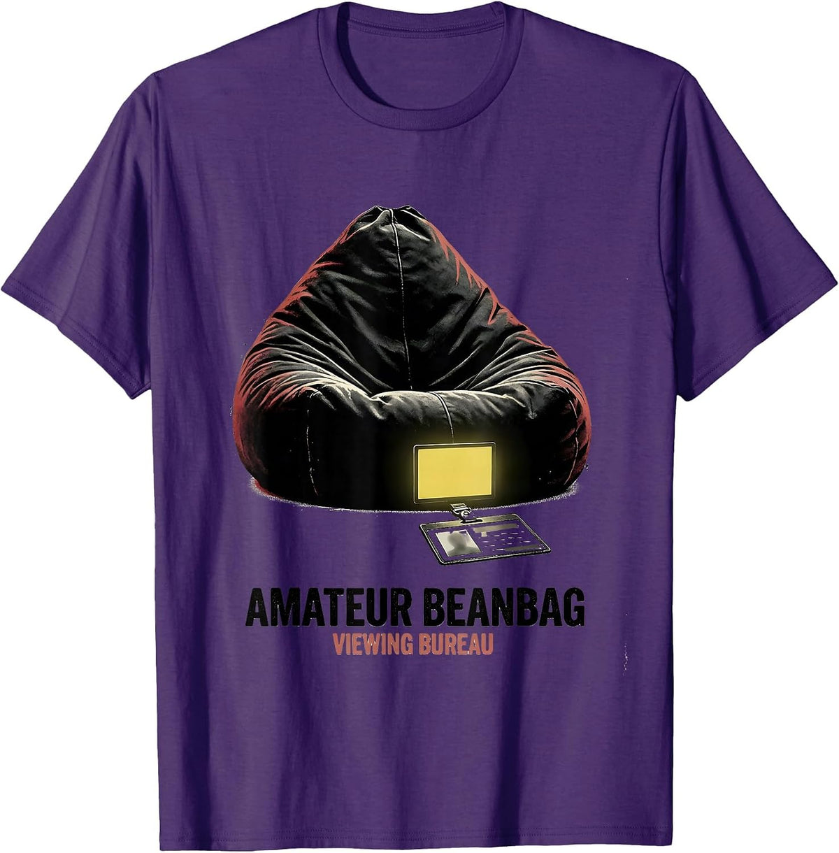 Amateur Beanbag Viewing Bureau Distressed True Crime Couch T-Shirt - Purple