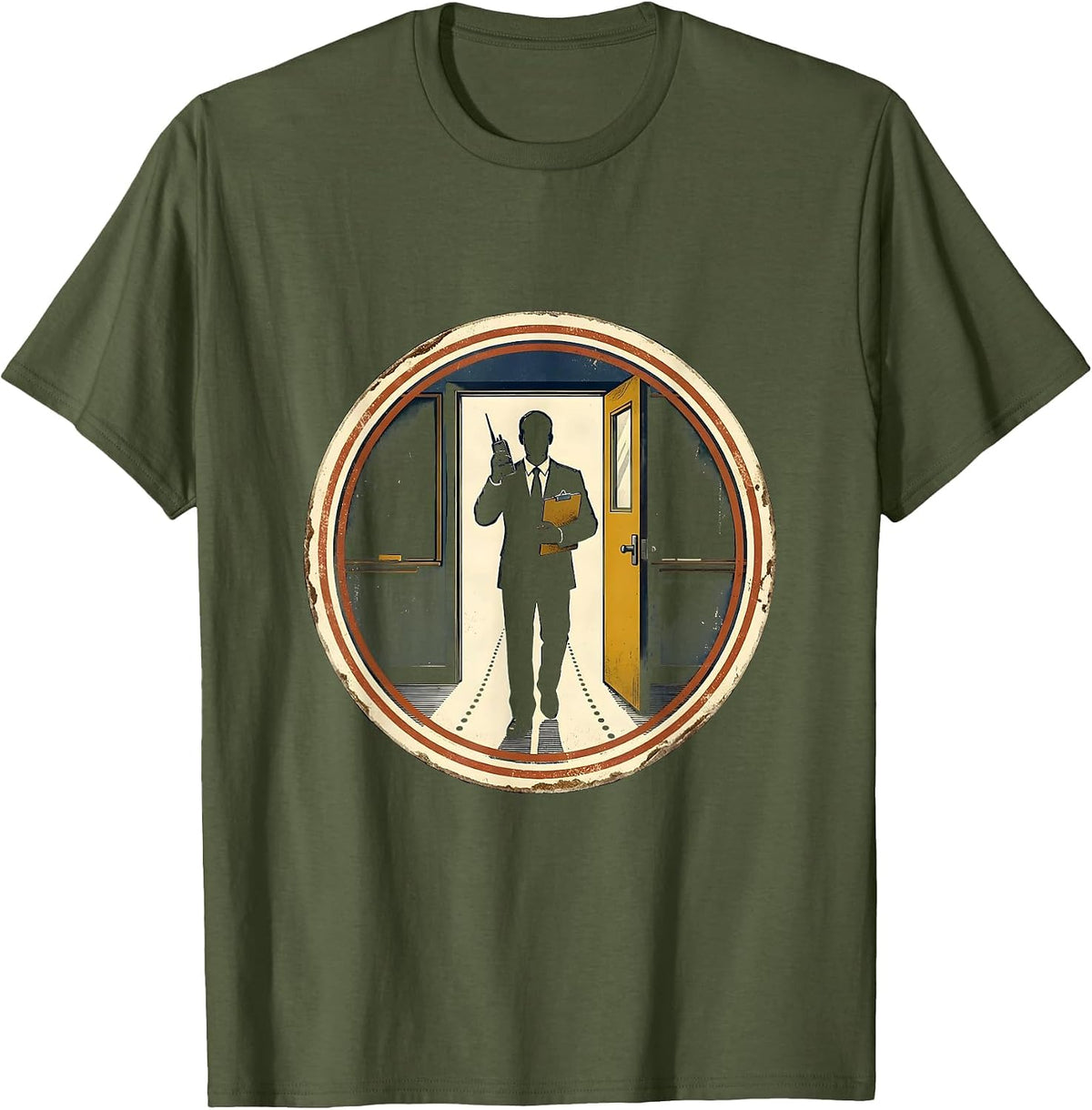 Men's Assistant Principal Vintage Badge School Staff Appreciation T-Shirt - Olive Green