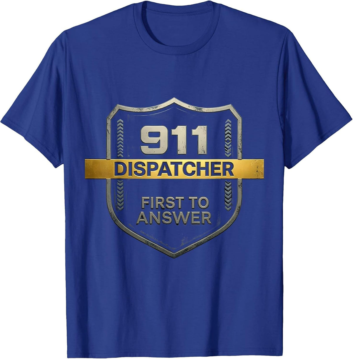 911 Dispatcher First To Answer Thin Gold Line Tribute T-Shirt - Royal Blue