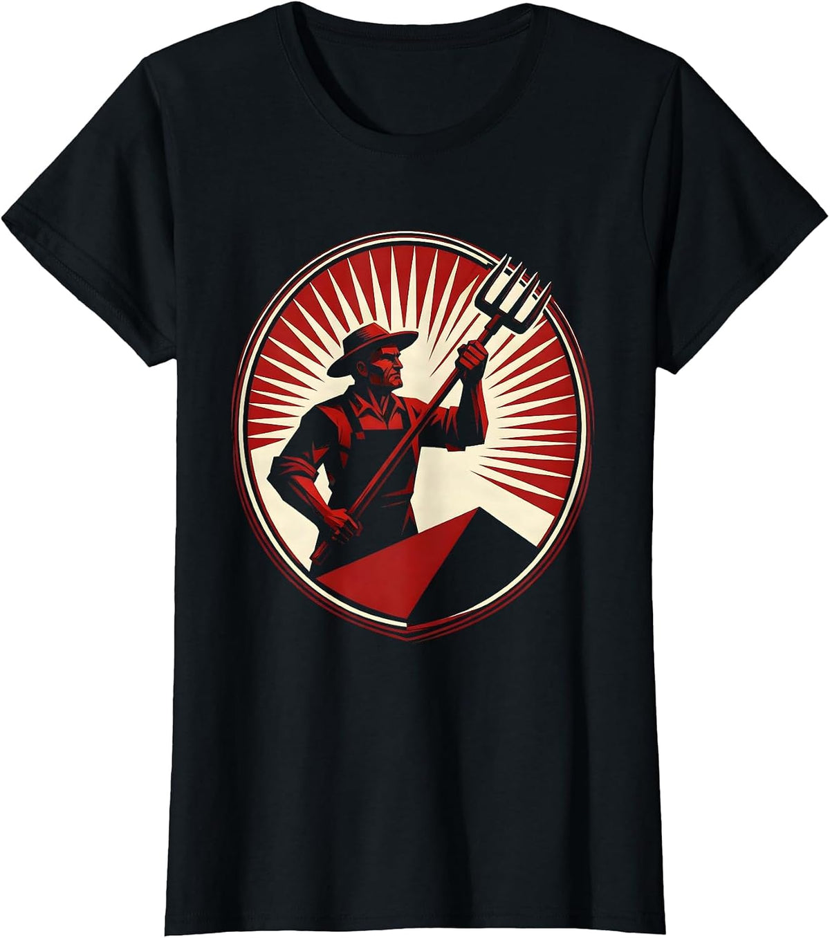 Revolutionary Farmer Pitchfork Stormy Sky 1776 T-Shirt - Black