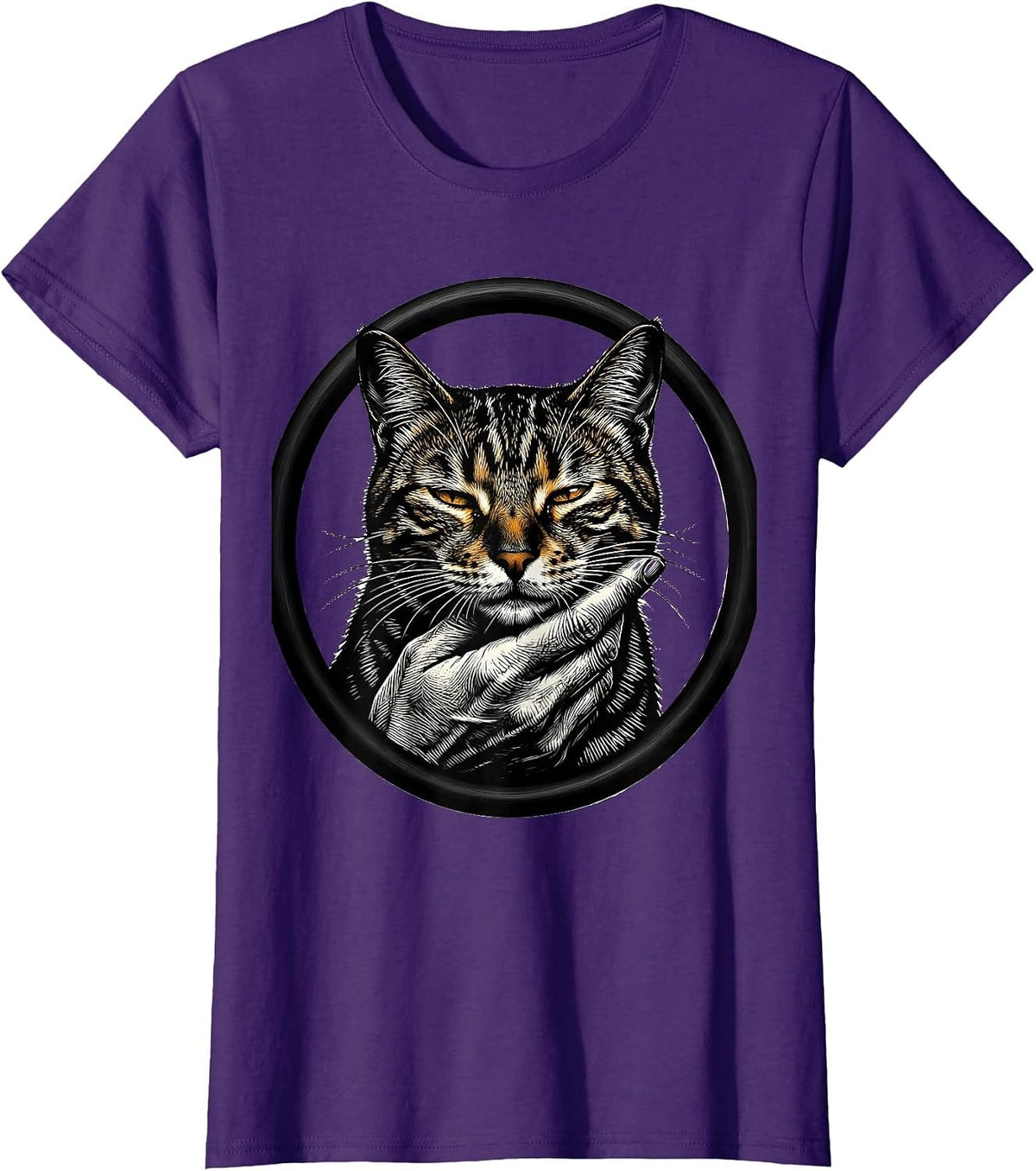 Women's Bengal Cat Chin Scratch Lover Graphic T-Shirt - Purple