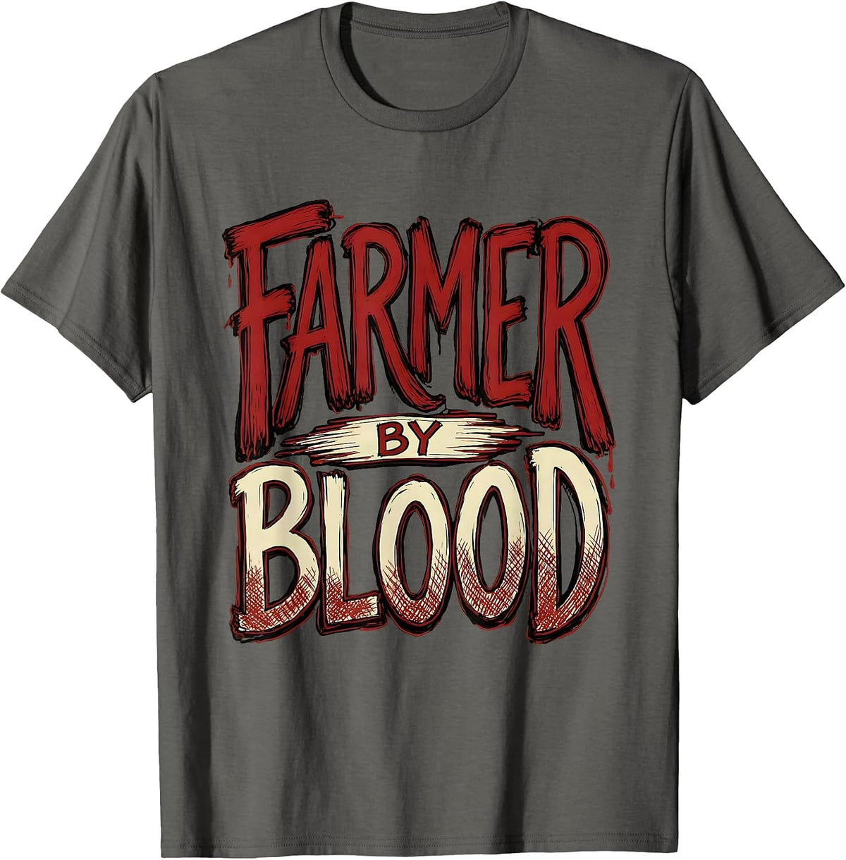 Men's Farmer By Blood Country Pride Design T-Shirt - Asphalt Grey