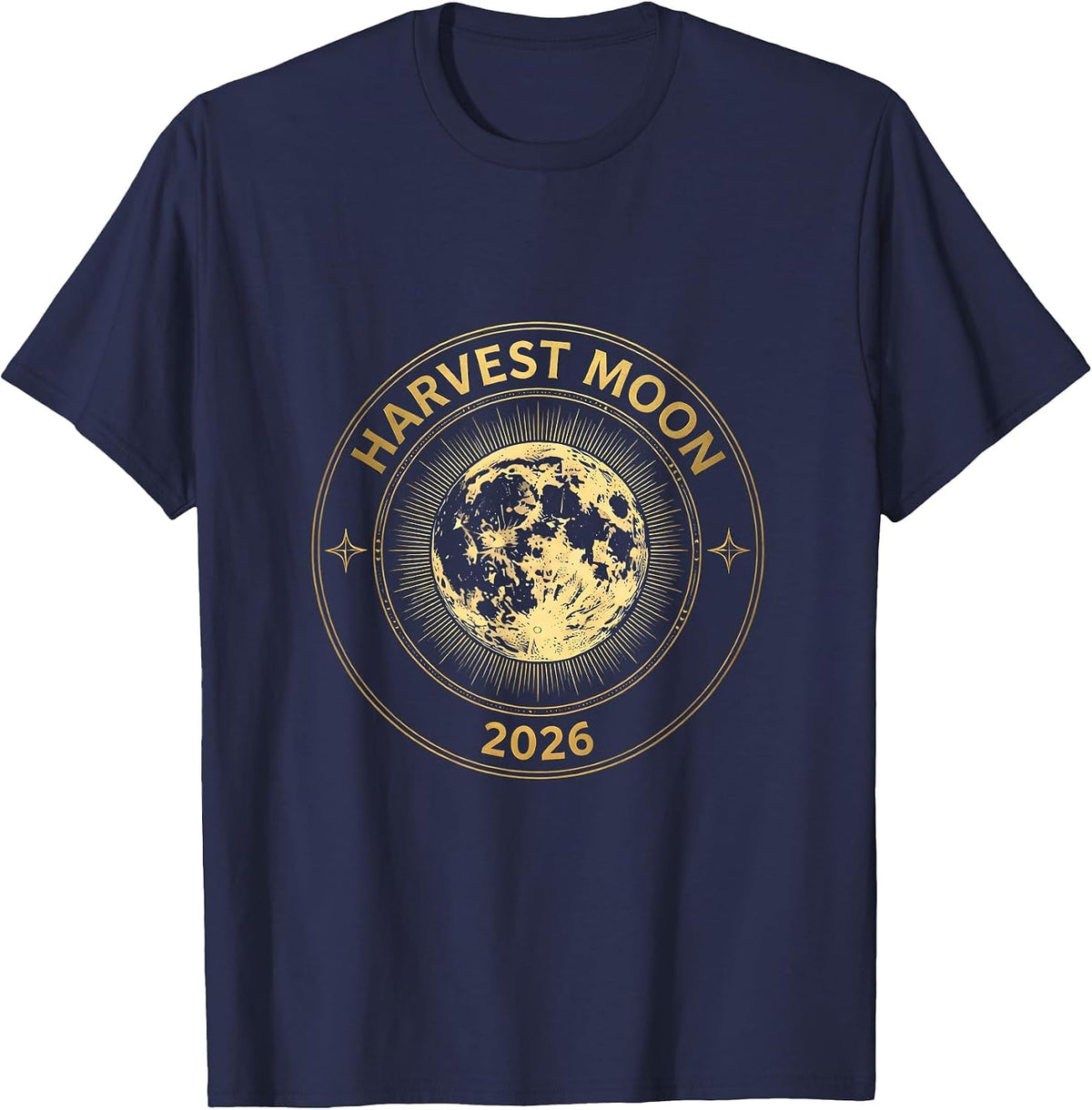 Harvest Moon 2026 Mystic Celestial Astronomy Astrology T-Shirt - Navy Blue