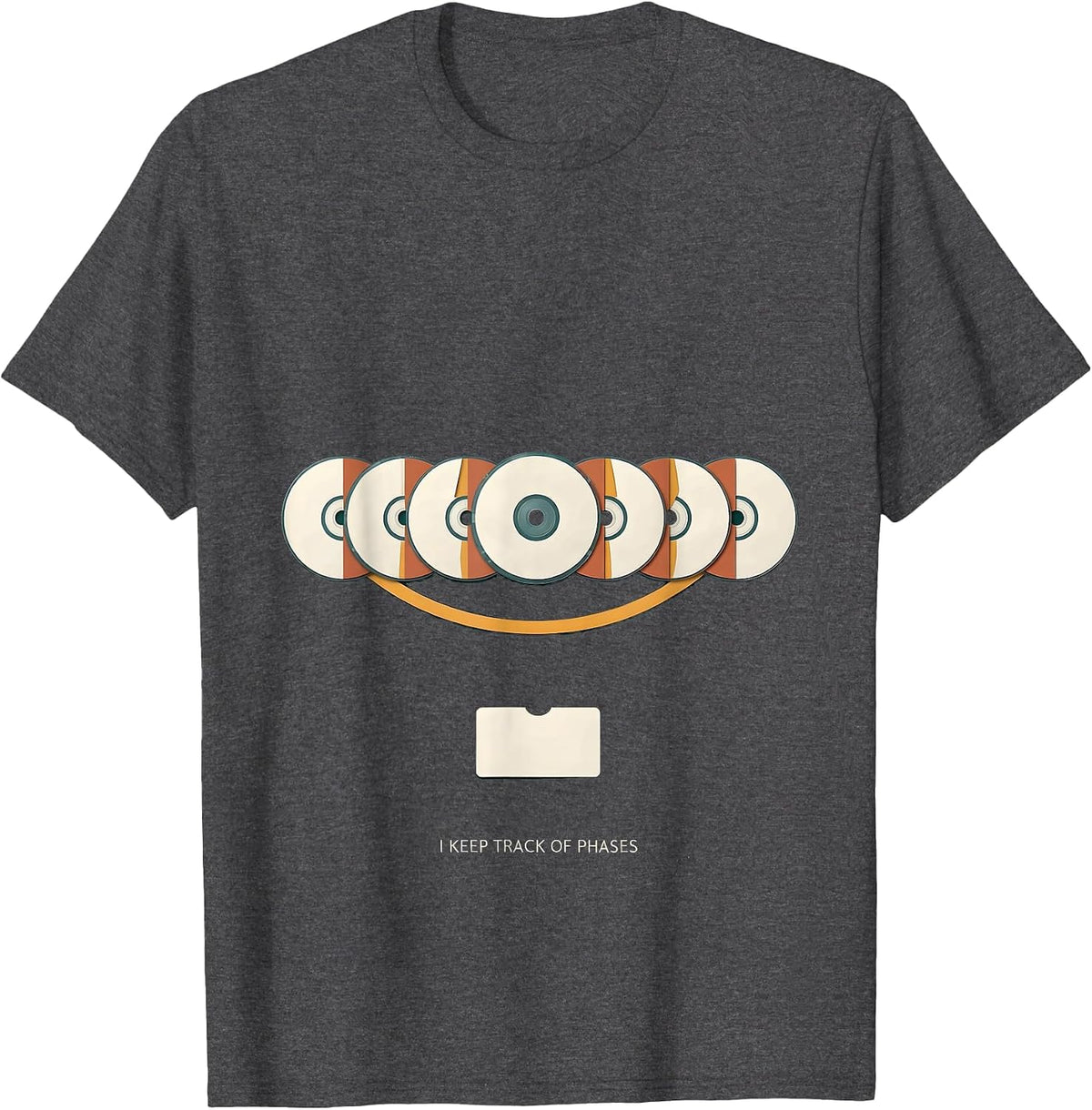 I Keep Track Of Phases Astronomy Science Teacher Lunar Cycle T-Shirt - Dark Heather Grey