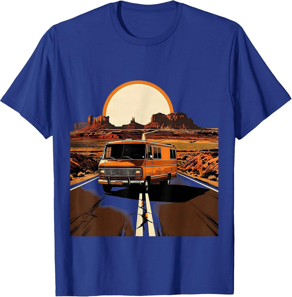 Men's Vintage Tour Van Open Highway Graphic T-Shirt - Royal Blue