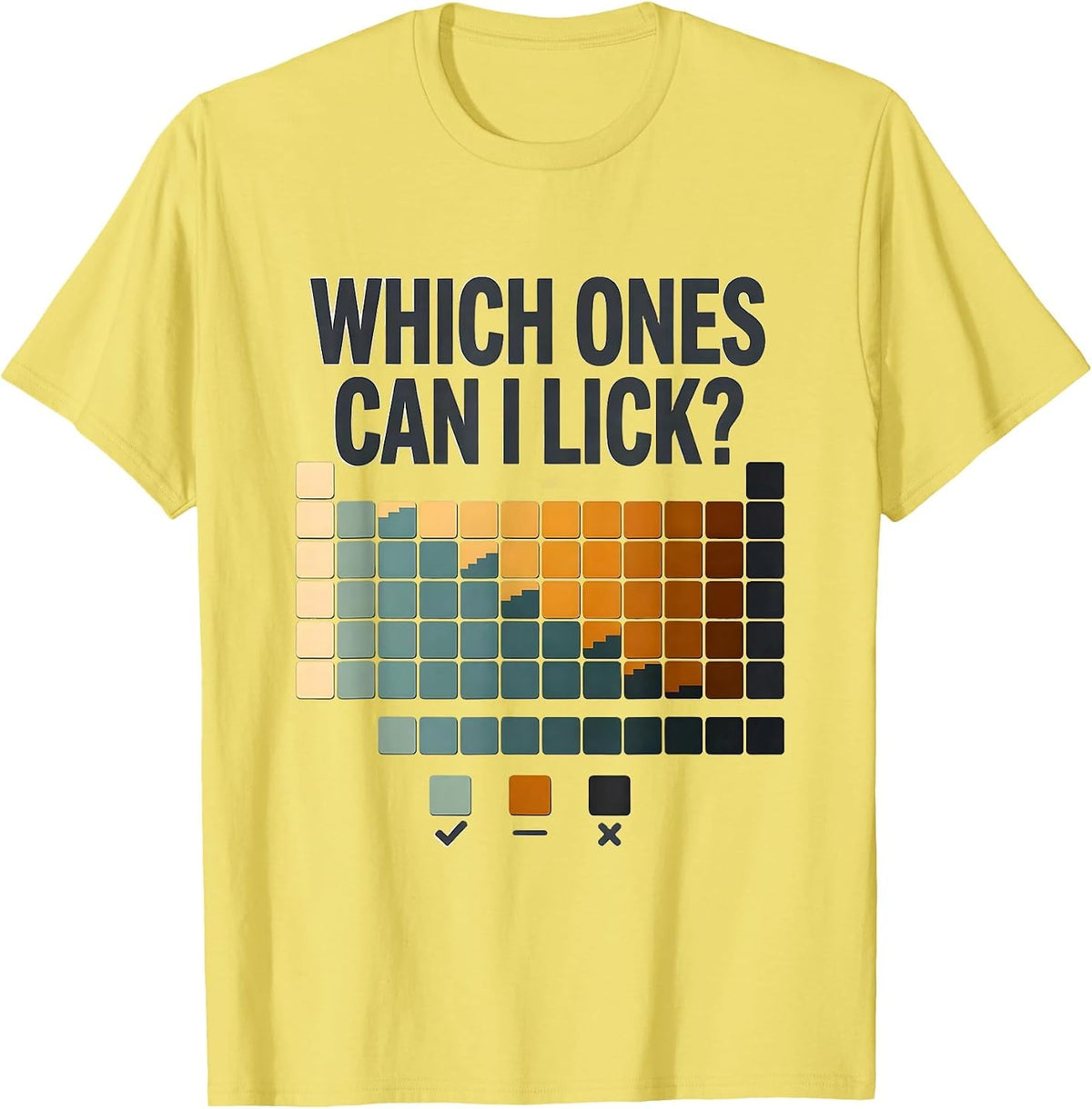 Men's Which Ones Can I Lick Funny Periodic Table Chemistry Teacher T-Shirt - Lemon Yellow