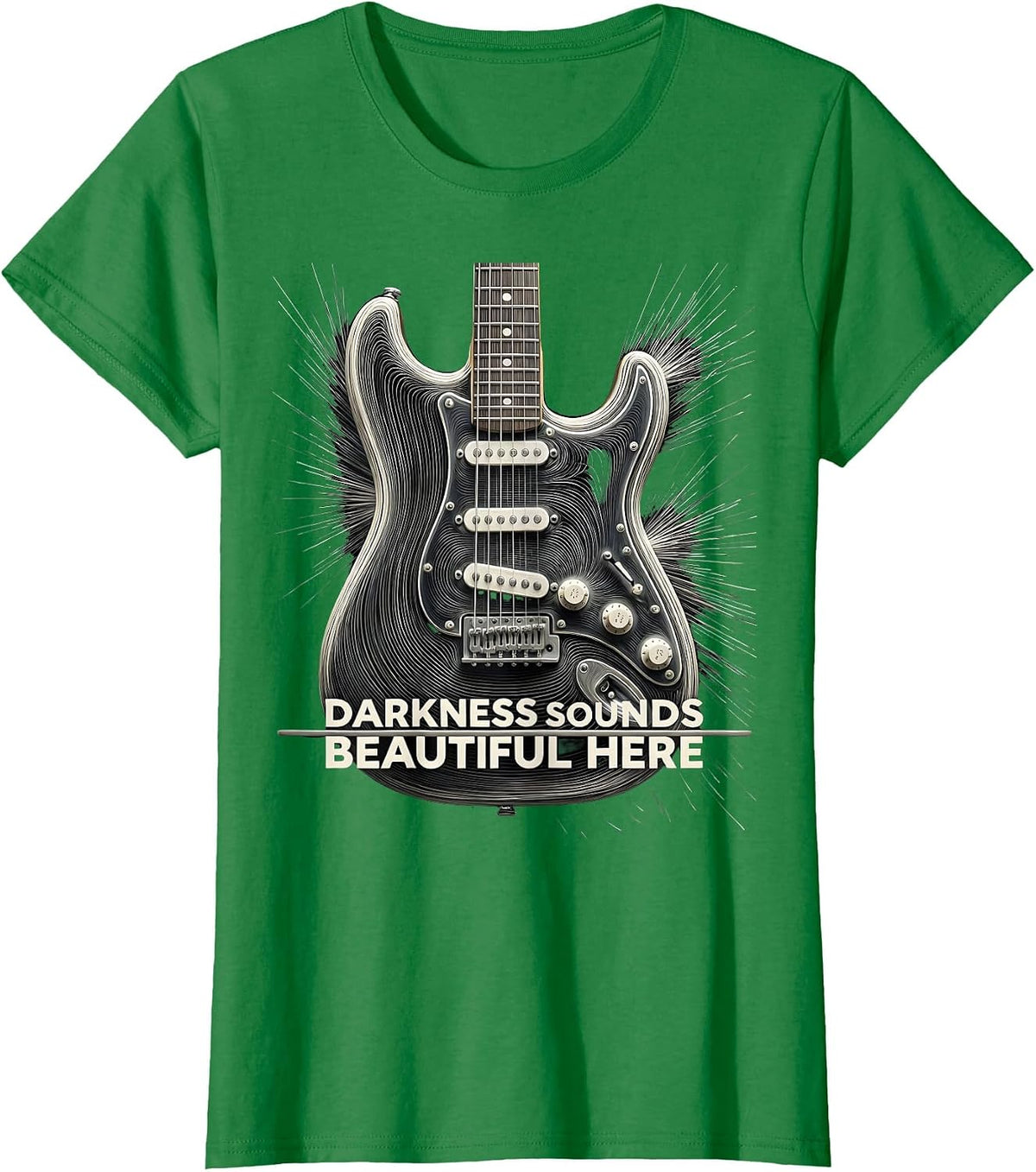Women's Darkness Sounds Beautiful Metal Music Design T-Shirt - Kelly Green
