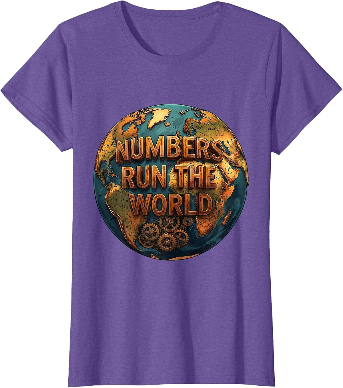 Numbers Run The World Math Lover Design T-Shirt - Purple Heather