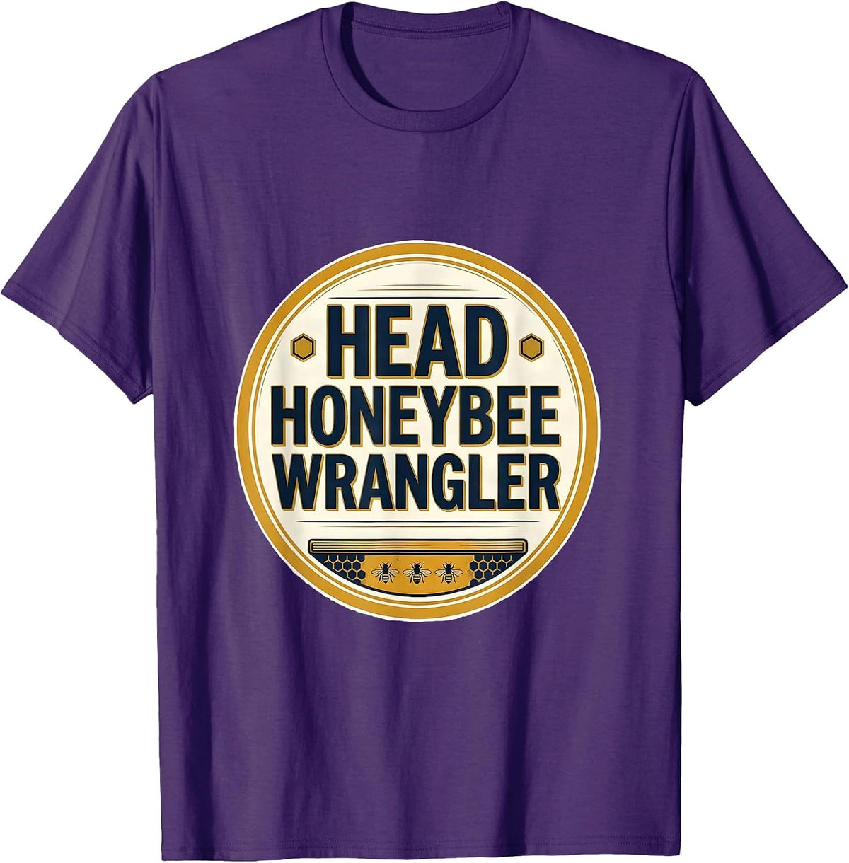 Men's Head Honeybee Wrangler Cute Teacher Bee Lover Back To School T-Shirt - Purple