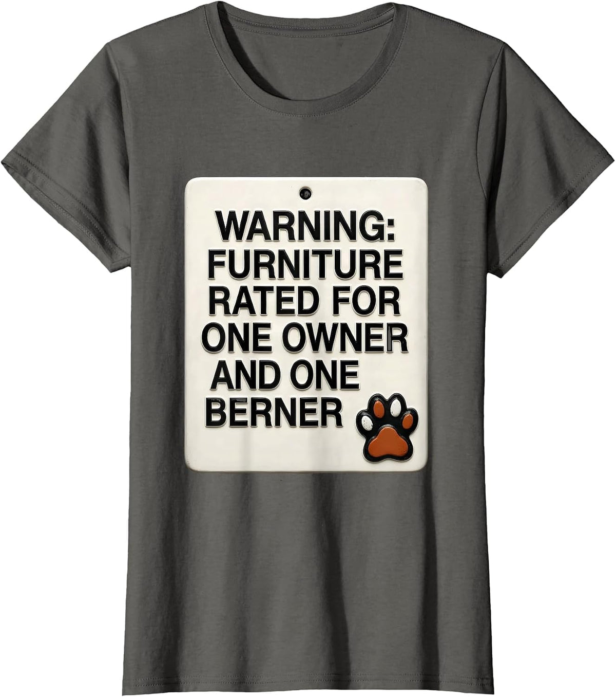 Women's Warning: Furniture Rated For One Owner And One Berner T-Shirt - Asphalt Grey